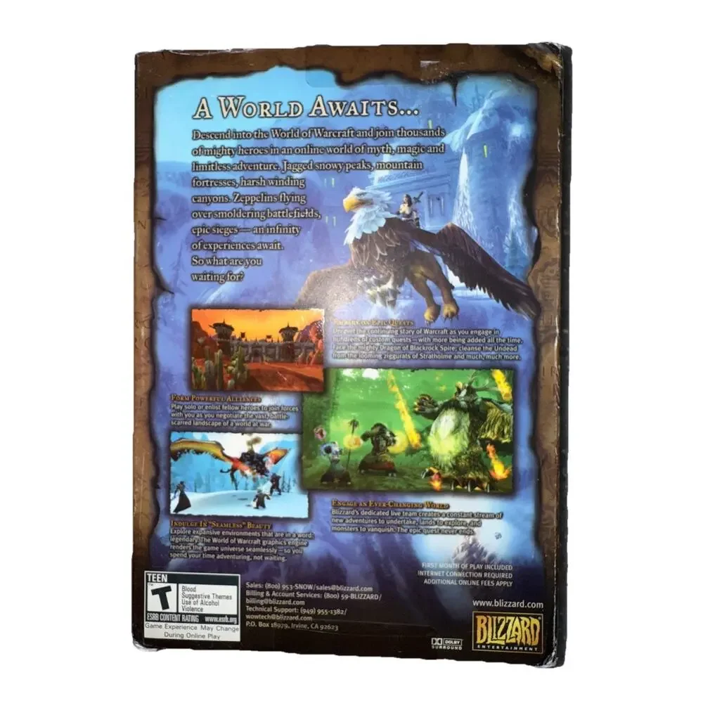 World of Warcraft (Windows/Mac, 2004) CIB COMPLETE Box Manual Catalog Discs 1-5